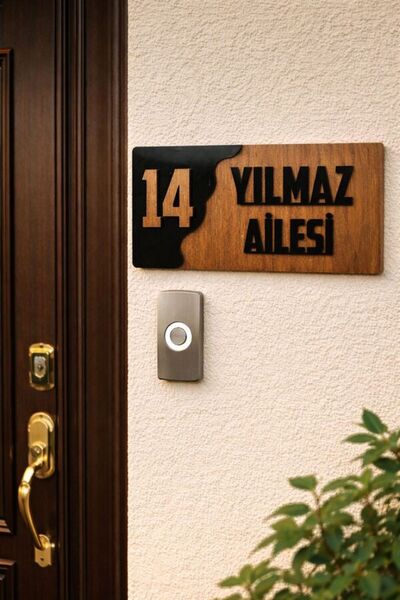 Kişiye Özel Ahşap-Pleksi Kapı İsimliği – 10x20 cm MDF Dekoratif Kapı Tabelası