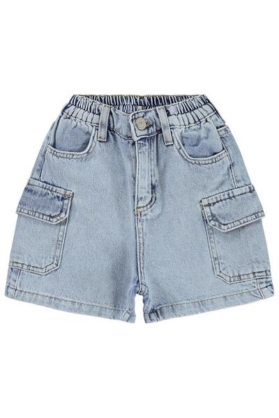 Civil Girls Σορτς για παιδιά 6-9 ετών με τσέπες και κορδόνι - Μπλε