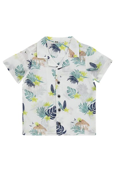 Civil Boys Πουκάμισο με στάμπα φύλλων για 2-5 ετών - Λευκό
