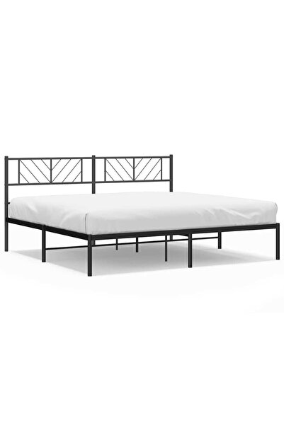 vidaxl Cadru de pat metalic cu tăblie, negru, 183x213 cm