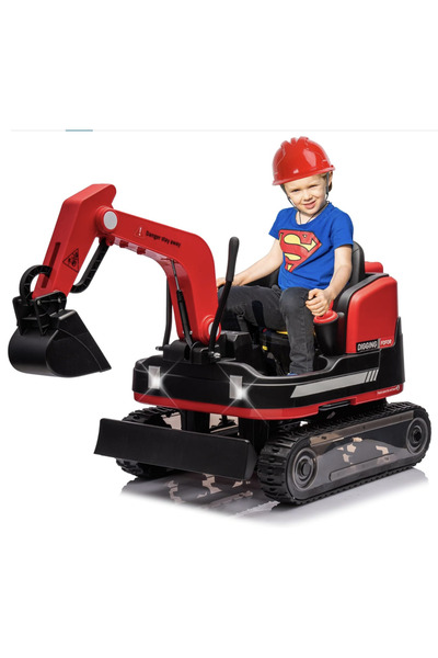 CWT DLS-X7 Κόκκινη Ηλεκτρική Μπουλντόζα-Εκσκαφέας, 12V 12AH, Τηλεχειριστήριο ...