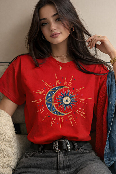 By Layina Blue Moon Printed Women's Plus Size Oversize T-Shirt / T-Shirt