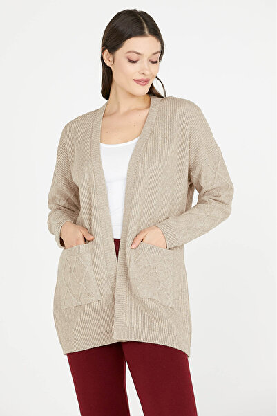 Sementa كارديجان طويل محبوك بجيوب - بيج