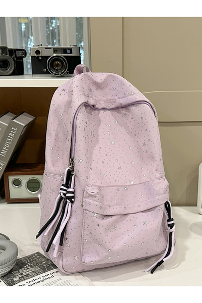 Take Two By Styli Purple Embellished Zip Closure Backpack
