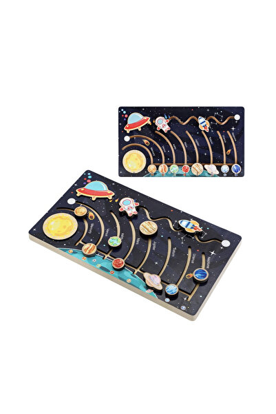 OEM Ξύλινος Λαβύρινθος Ηλιακού Συστήματος με Συρόμενους Πλανήτες για Παιδιά