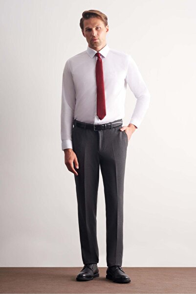 İmza Λευκό μακρυμάνικο πουκάμισο με σκληρό γιακά από απλό βαμβάκι σε στενή γρ...