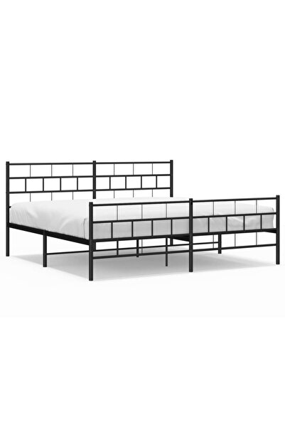 vidaxl Cadru pat metalic cu tăblii de cap/picioare, negru, 200x200 cm