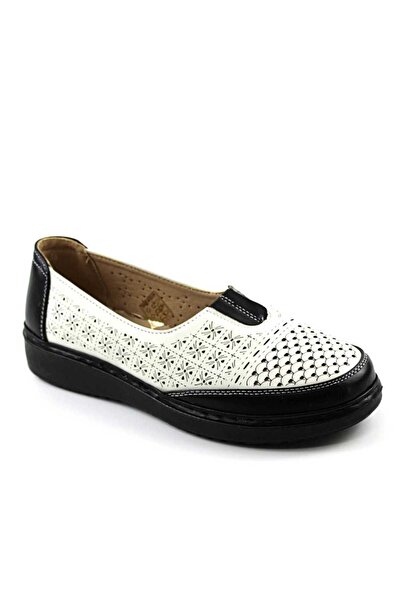 mm Women's comfortable shoes, perforated 7058-WHITE/BLACK