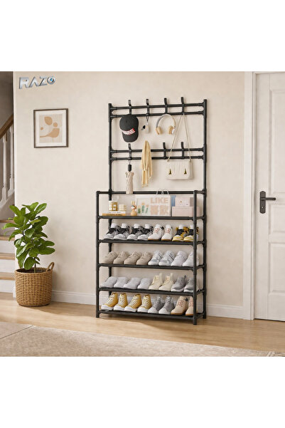 Razo Κρεμάστρα ρούχων με παπουτσοθήκη 5 ράφια, Μοντέρνος σχεδιασμός, Πολυλειτ...