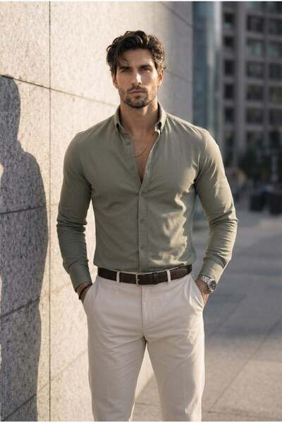 Valiberta Ανδρικό πουκάμισο Oxford από Lycra, κλασικής εφαρμογής, αναπνέον - ...