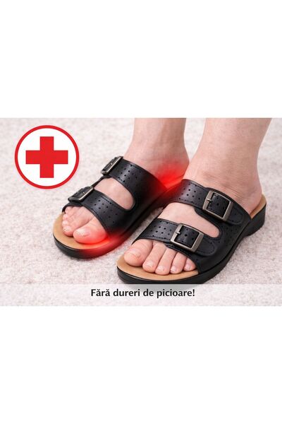OEM Saboti damă negri cu talpă anatomică din gel și platformă de 4,5 cm 2071 36