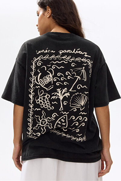 Print Motif Oversized T-Shirt