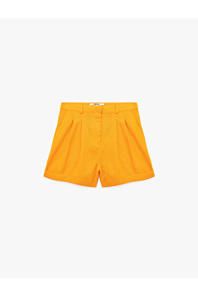 Koton Μίνι λινό σορτς με λεπτομέρειες στο πέλος και τσέπες