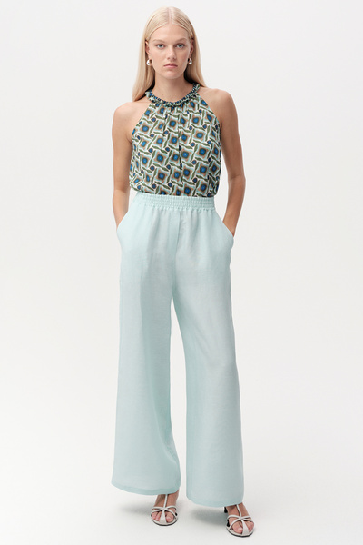 Exquise Παντελόνι - Τυρκουάζ - Ελαστική μέση