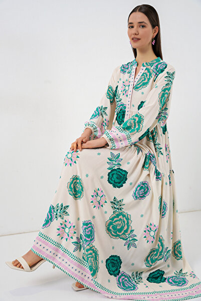 Bigdart Γυναικείο μακρύ φόρεμα χιτζάμπ με σχέδια 2585 - Πράσινο 1