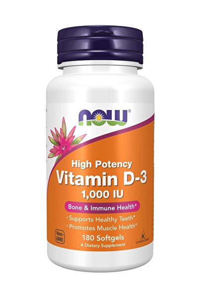 Now Foods مكمل غذائي عالي فيتامين د-3 1000 وحدة دولية - 180 كبسولة هلامية
