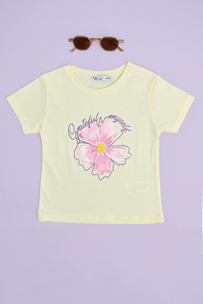 Fulla Moda Μπλουζάκι για κορίτσια με λουλουδάτο σχέδιο και λαιμόκοψη ποδηλάτου