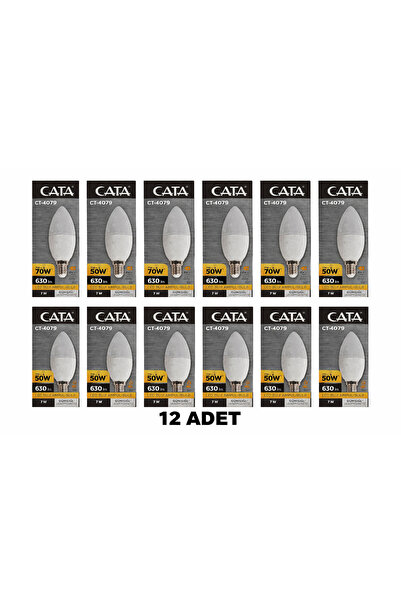 Cata 12 ADET BUJİ AMPÜL CT-4079 E14 GÜNIŞIĞI 7W