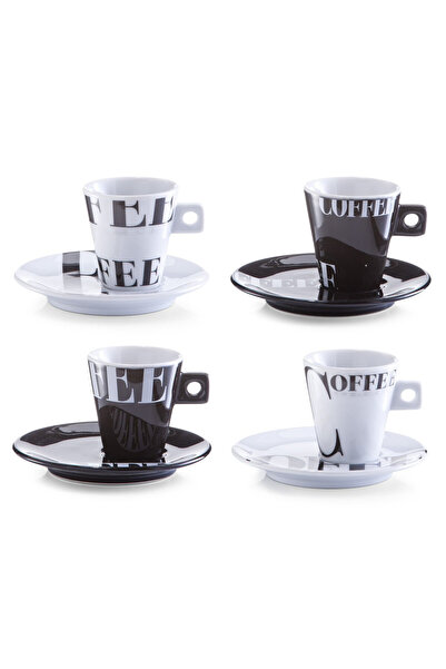 zeller Σετ εσπρέσο 8 τεμαχίων Zeller-Coffee Style, πορσελάνη, λευκό/μαύρο