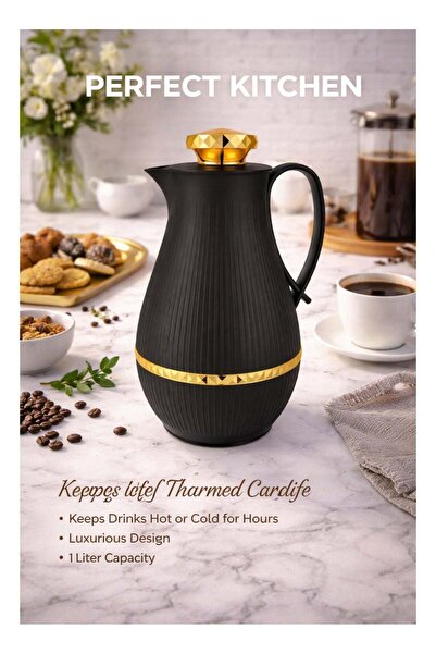 Perfect Kitchen Arabic Flask Saves heat up to 12 hours 1L Black