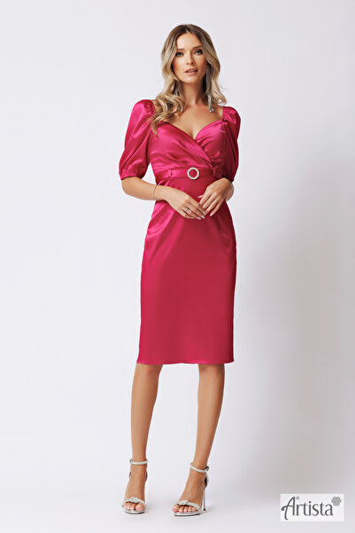 Artista Rochie midi elegantă cu mâneci bufante