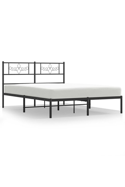 vidaxl Cadru de pat metalic cu tăblie, negru, 120x200 cm