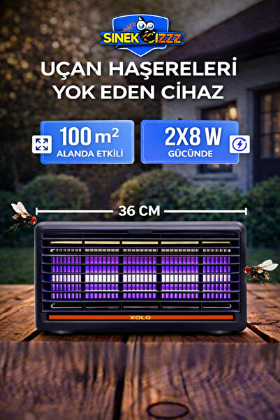 xolo 2x8W Bahçe Balkon Teras Tipi Mor Led UV-C Işıklı Sinek Öldürücü Aydınlat...