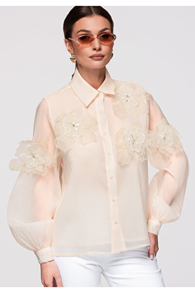 OMBRE Γυναικείο Πουκάμισο Ελαφρύ OW-SH-E0032 Εκρού