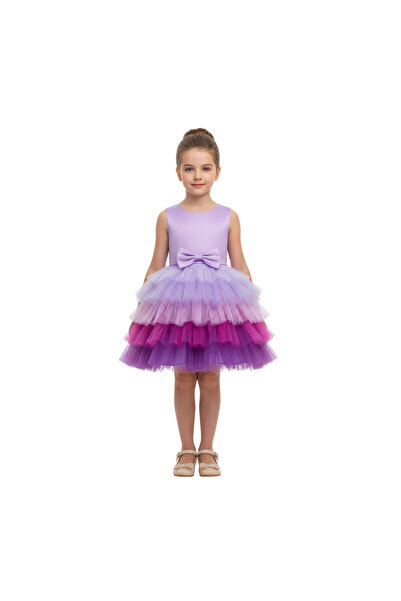 ddaniela D' Daniela - Toddler Girls Bow Front Ombre Layered Gown Dress - Mult...