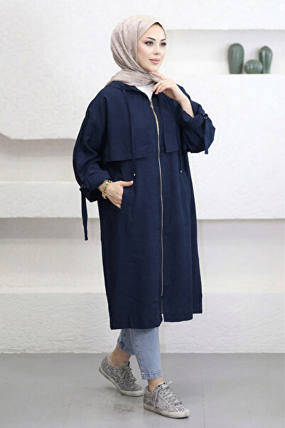 Suede Style Λιτό καφτάνι - Ναυτικό μπλε - Relax Fit