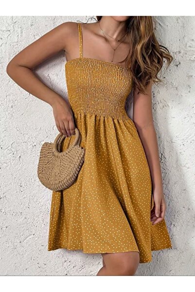 stelol فستان نسائي قصير من قماش السوبر جيرسيه بحزام من الخيوط ونقشة جيبيلي