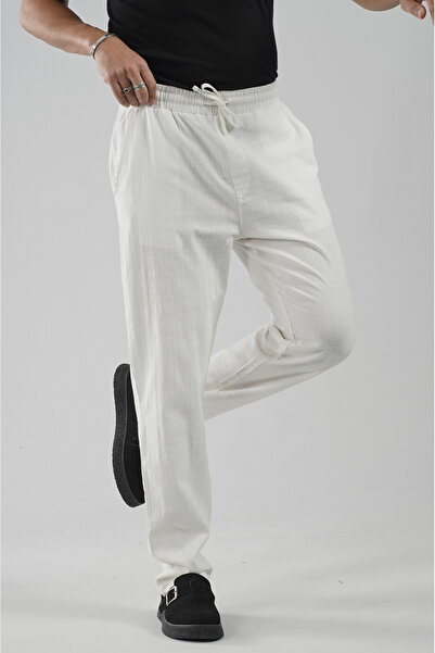 Butik Trend Biz Regular Fit Cotton Linen Elasticated Trousers
