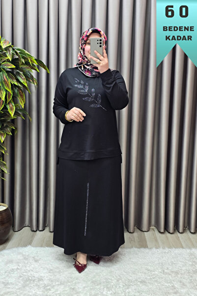 Elmas Tesettür Γυναικεία Ρούχα Μεγάλου Μεγέθους Σετ Φούστας από Κρυστάλλινο Ύ...