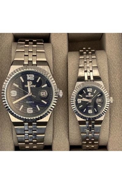 SHADOW Luxury Couple Watch Set - Matching Stainless Steel Quartz Wristwatches...