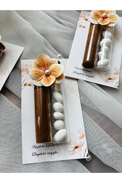 nuumom Design Cam Tüp Şişe Kahve ve Badem Şekeri Özel Gün Hediyelik 20 Adet