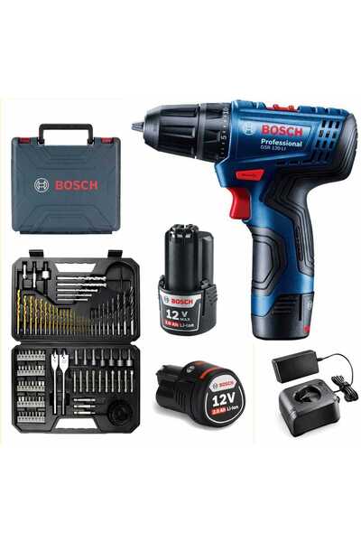 Bosch Gsr 120 Li Darbesiz 2 Ah Çift Akülü Vidalama ve V-Line 103 Parça Uç Seti