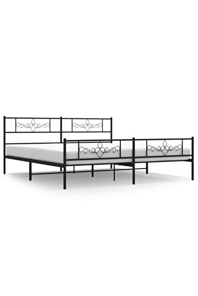 vidaxl Cadru pat metalic cu tăblii de cap/picioare, negru, 200x200 cm
