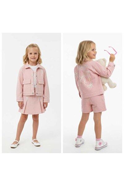 DMB BOYS & GIRLS Dmb Girls Back Bow Embroidered Linen Jacket 26Ydmb-9070