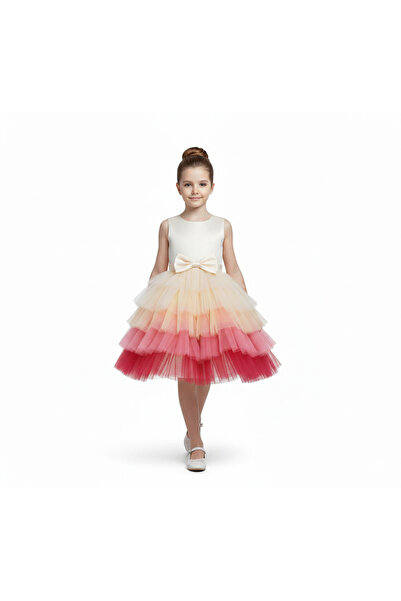 ddaniela D' Daniela - Toddler Girls Bow Front Ombre Layered Gown Dress - Mult...
