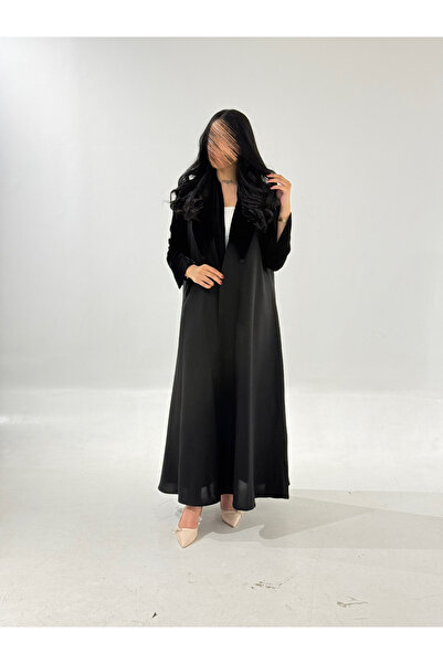 Tori Linen Abaya with Velvet Collar