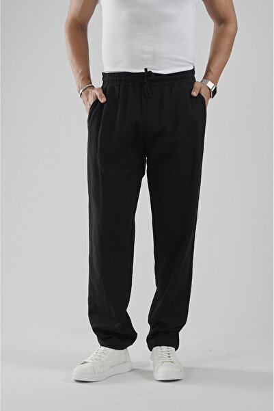 Butik Trend Biz Regular Fit Cotton Linen Elasticated Trousers