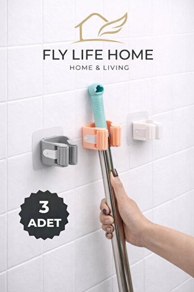FLY LIFE Çok Amaçlı Paspas ,Süpürge, Fırça Ve Mob Askısı Sap Tutucu Mutfak ve...