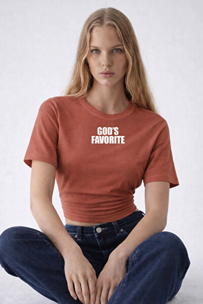 COMBİNE MİCHAİL Γυναικεία μπλούζα με στάμπα σε πούδρα, το αγαπημένο της Θεού