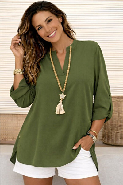 Modayakamoz New Season Women's Three-Quarter Sleeve High Neck Aerobin Blouse ...