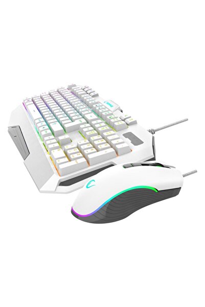 Rampage KM-34 GLARE Beyaz klv , 12800 DPI Mouse + Mousepad Oyuncu Seti