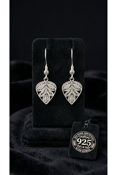 Roza Silver 925 Ayar Gümüş Geleneksel El İşçiliği Telkari Yaprak Motifi Kanca...