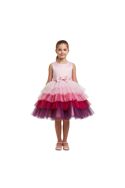 ddaniela D' Daniela - Toddler Girls Bow Front Ombre Layered Gown Dress - Mult...