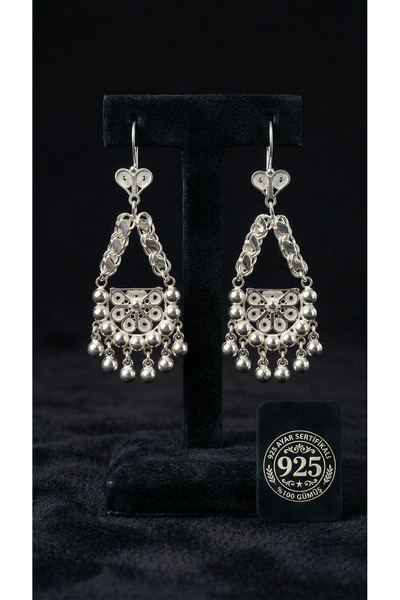 Roza Silver 925 Ayar Gümüş Geleneksel El İşçiliği Telkari Toplu Salkım Şahmer...