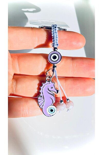 Cassime Επιχρυσωμένο μπρελόκ με σχέδιο ιπποπόταμου λιλά και διακοσμητικό μάτι...