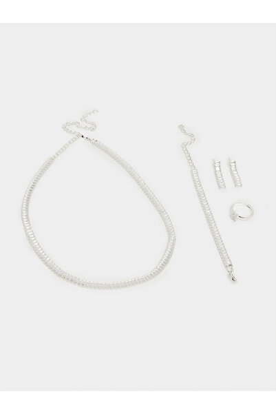 Styli طقم مجوهرات مزين يشمل قلادة وخاتم وسوار وأقراط